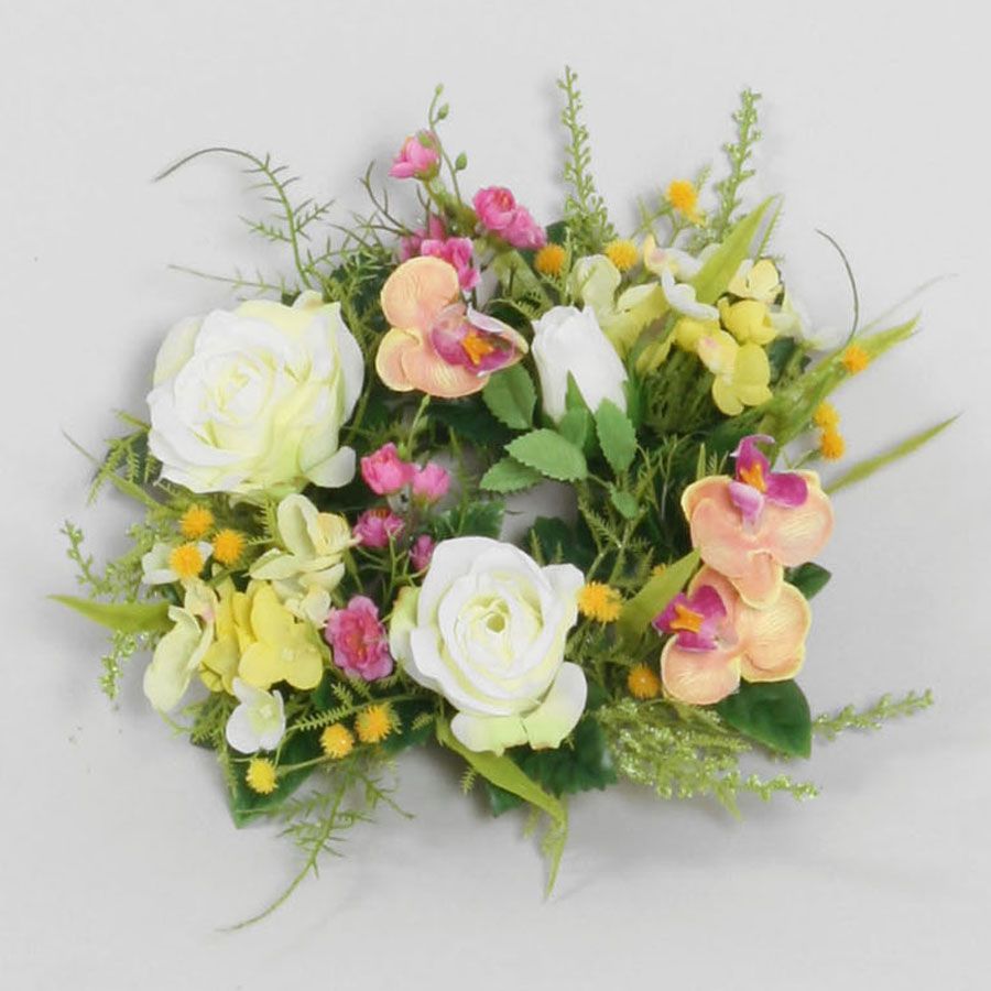 mixed rose hydrangea wreath 