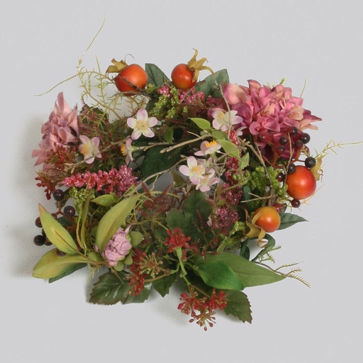 mixed flower rosehip wreath