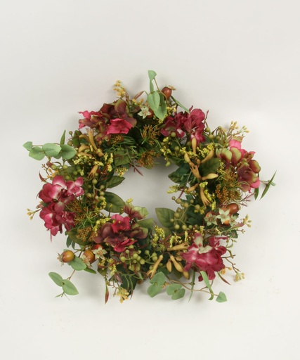 mixed hydrangea wreath