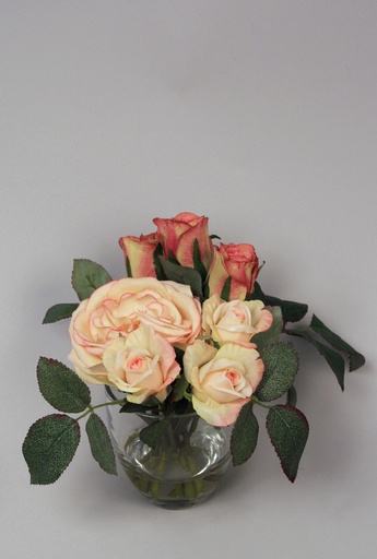rose arrangement in water pink fuchsia 
