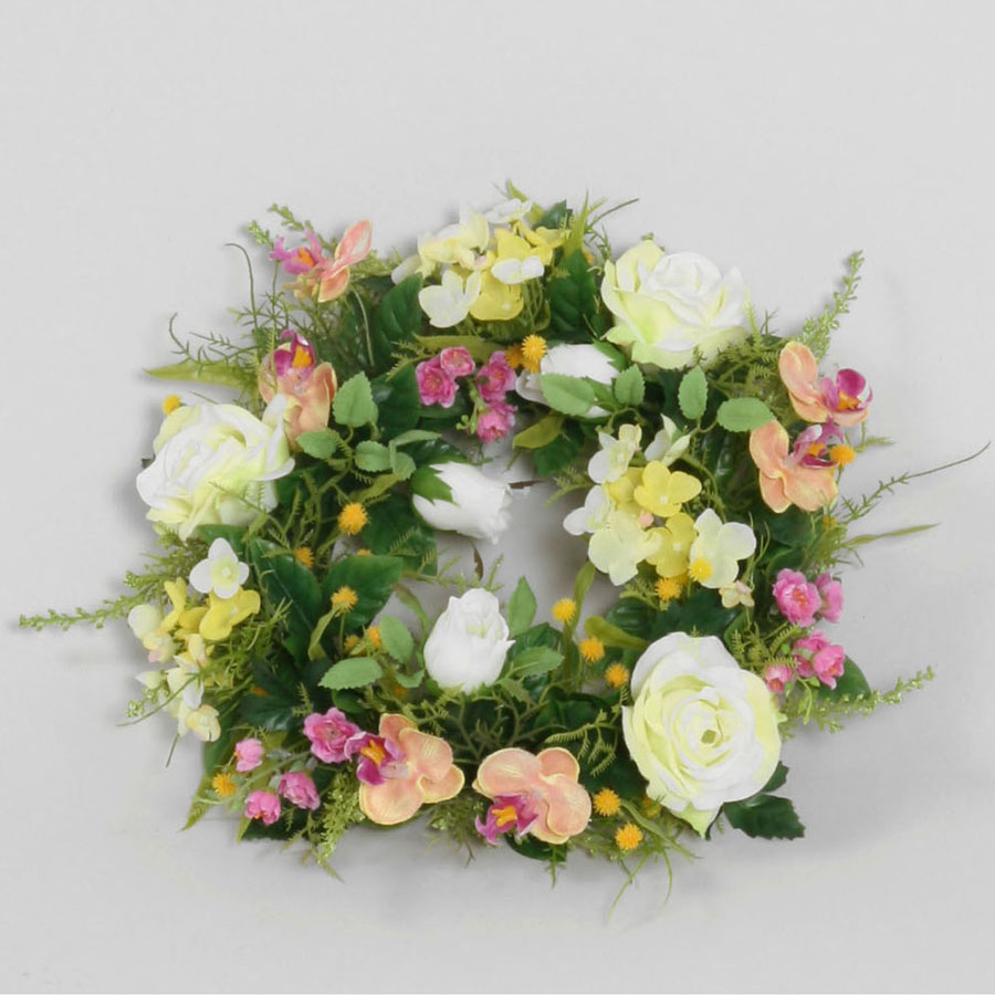 mixed rose hydrangea wreath 