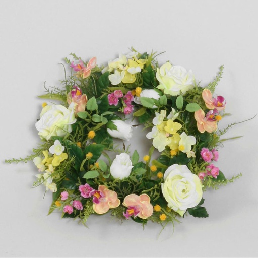 mixed rose hydrangea wreath 