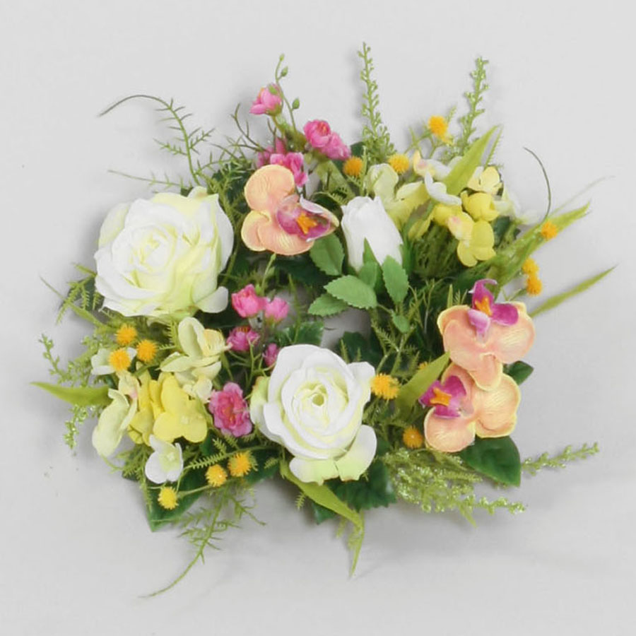 mixed rose hydrangea wreath 