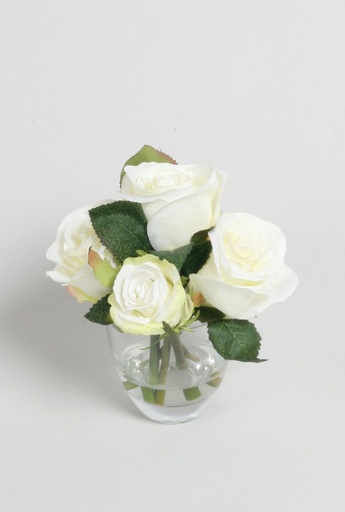 rose arrangement in water cream 
