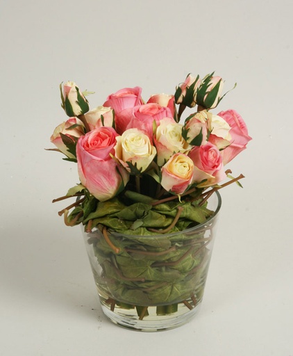 [876-1] rose arrangement in water pink cream 