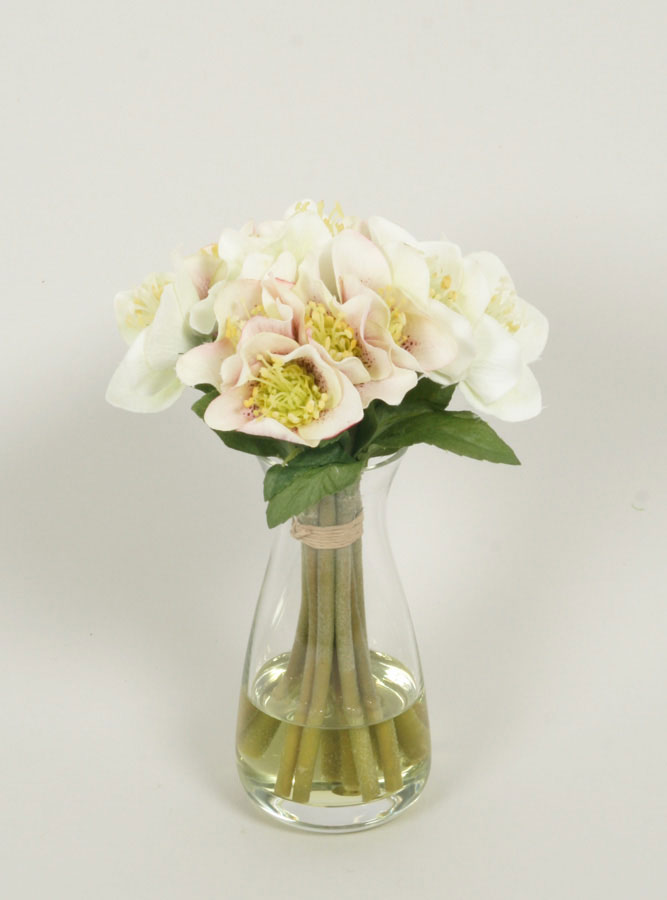 christmas rose arrangement in water cream pink 