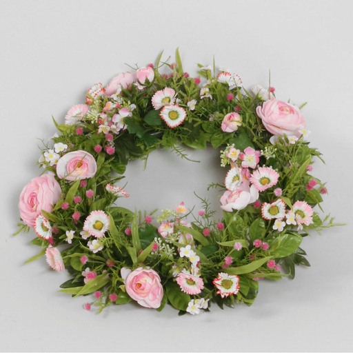 mixed ranunculus bellis wreath 