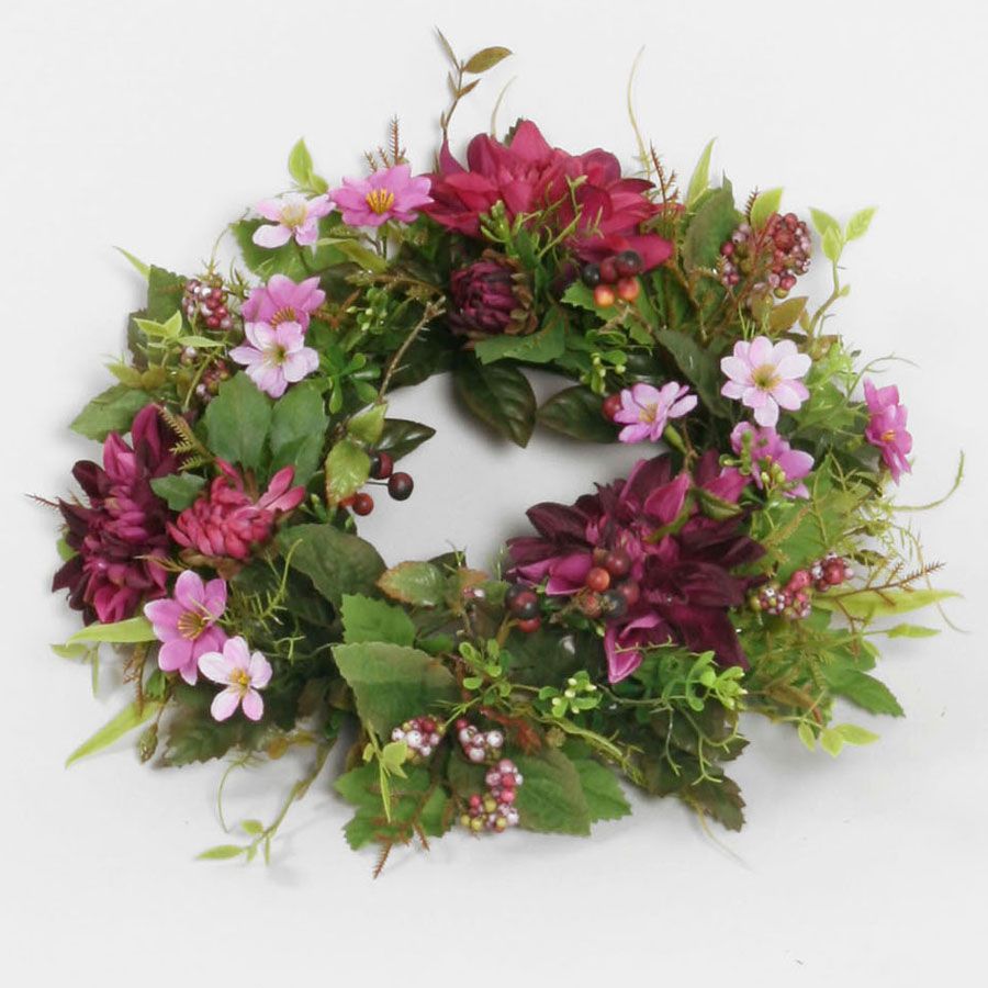 mixed flower dahlia berry wreath 