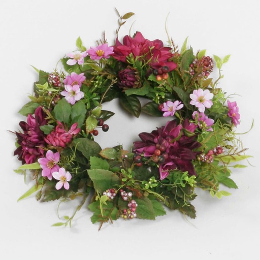[5532] mixed flower dahlia berry wreath 