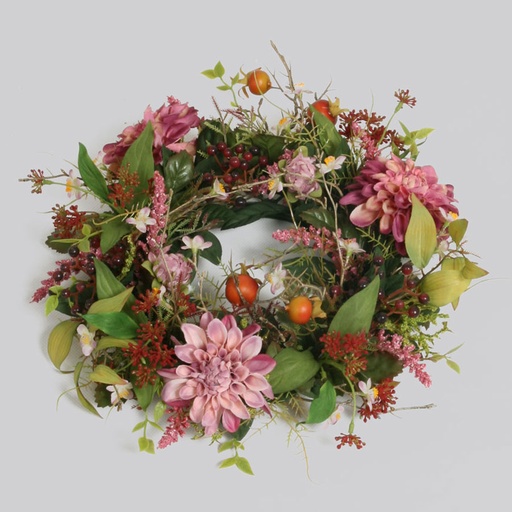 mixed flower rosehip wreath